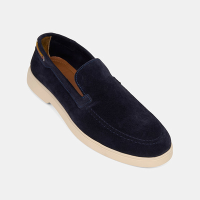 Erkek Lacivert Süet Deri Loafer
