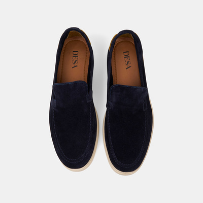 Erkek Lacivert Süet Deri Loafer