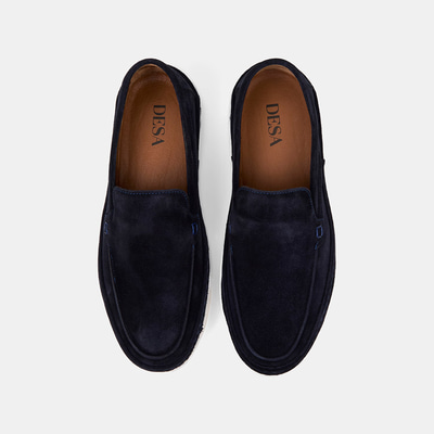 Erkek Lacivert Süet Deri Loafer