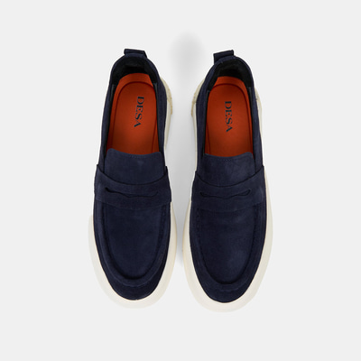 Erkek Lacivert Süet Deri Loafer