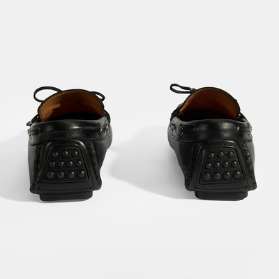 Erkek Siyah Bağcık Detaylı Slip-On Deri Loafer