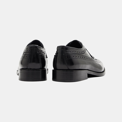 Erkek Siyah Bağcıklı Brogue Klasik Deri Ayakkabı