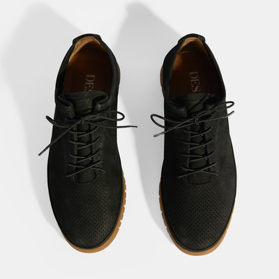 Erkek Siyah Bağcıklı Deri Ayakkabı