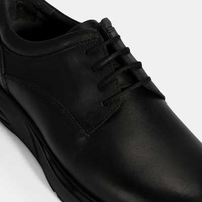 Erkek Siyah Bağcıklı Deri Günlük Ayakkabı