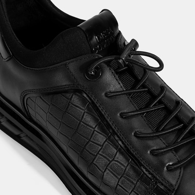 Erkek Siyah Bağcıklı Deri Günlük Ayakkabı