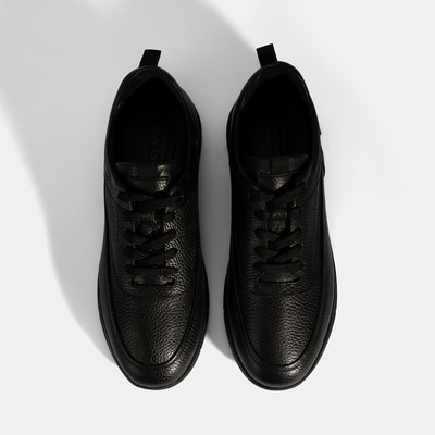 Erkek Siyah Bağcıklı Deri Günlük Ayakkabı