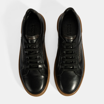 Erkek Siyah Bağcıklı Deri Günlük Ayakkabı