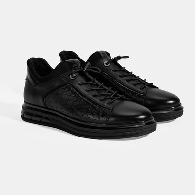 Erkek Siyah Bağcıklı Deri Günlük Ayakkabı