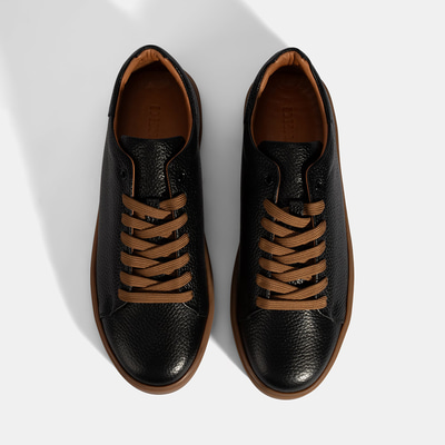 Erkek Siyah Bağcıklı Deri Günlük Ayakkabı