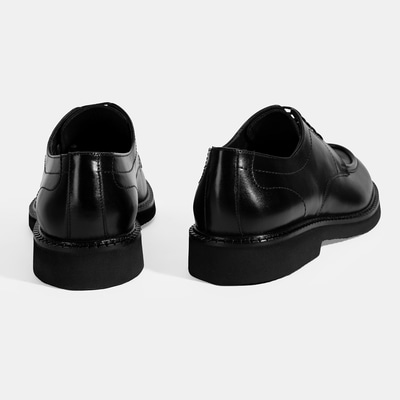 Erkek Siyah Bağcıklı Deri Klasik Ayakkabı