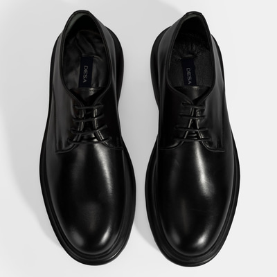 Erkek Siyah Bağcıklı Deri Klasik Ayakkabı