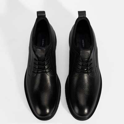 Erkek Siyah Bağcıklı Deri Klasik Ayakkabı