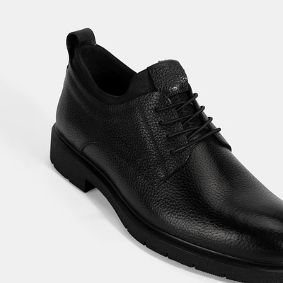 Erkek Siyah Bağcıklı Deri Klasik Ayakkabı
