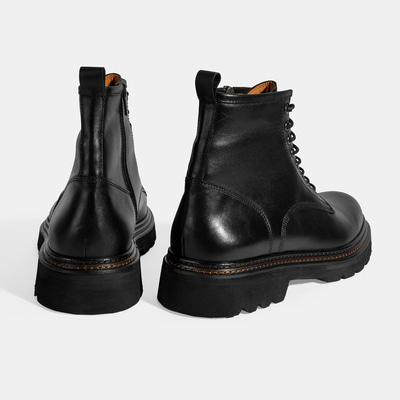 Erkek Siyah Bağcıklı Deri Postal Bot