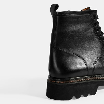 Erkek Siyah Bağcıklı Deri Postal Bot