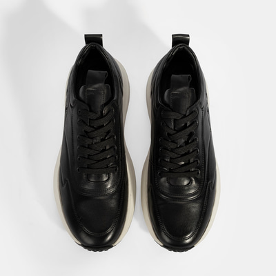 Erkek Siyah Bağcıklı Deri Spor Ayakkabı