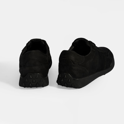 Erkek Siyah Bağcıklı Deri Spor Ayakkabı