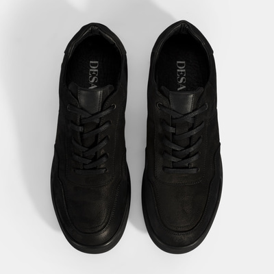 Erkek Siyah Bağcıklı Deri Spor Ayakkabı