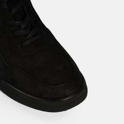 Erkek Siyah Bağcıklı Deri Spor Ayakkabı