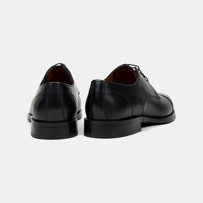 Erkek Siyah Bağcıklı Dikiş Detaylı Klasik Deri Ayakkabı