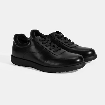 Erkek Siyah Bağcıklı Günlük Deri Ayakkabı