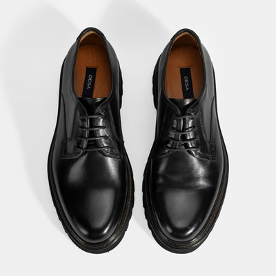 Erkek Siyah Bağcıklı Günlük Deri Ayakkabı