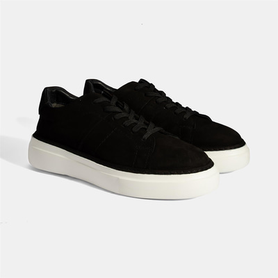 Erkek Siyah Bağcıklı Günlük Nubuk Deri Ayakkabı