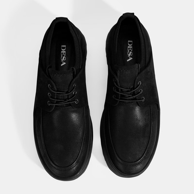 Erkek Siyah Bağcıklı Nubuk Deri Günlük Ayakkabı