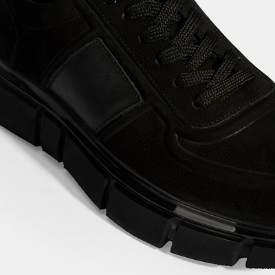 Erkek Siyah Bağcıklı Nubuk Deri Spor Ayakkabı