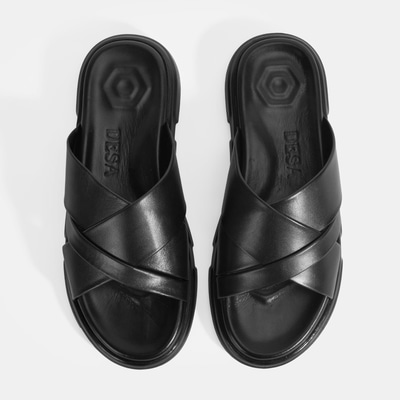 Erkek Siyah Deri Terlik