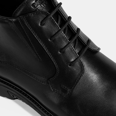 Erkek Siyah DesaComfort Bağcıklı Deri Bot
