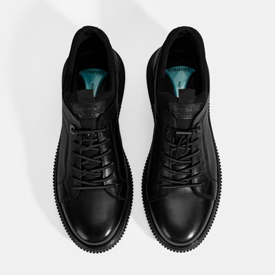 Erkek Siyah DesaComfort Bağcıklı Deri Günlük Ayakkabı