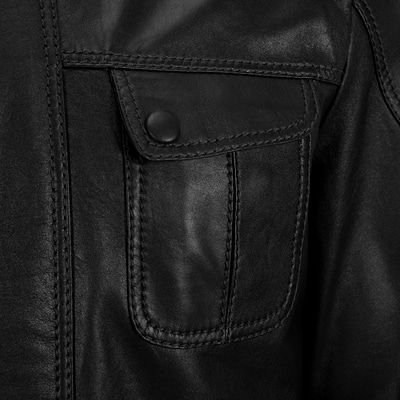 Erkek Siyah Hakim Yakalı Deri Ceket