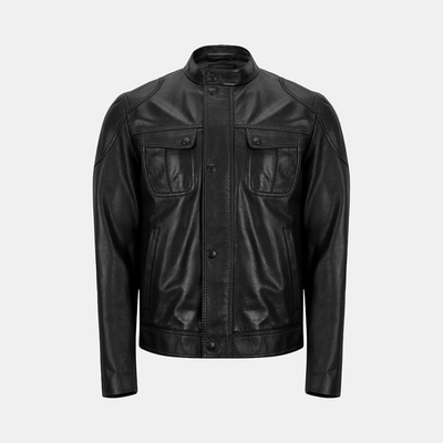 Erkek Siyah Hakim Yakalı Deri Ceket