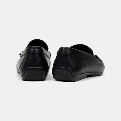 Erkek Siyah Kabartma Desenli Deri Loafer