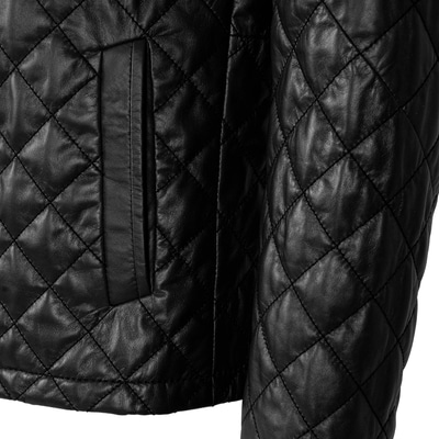 Erkek Siyah Kapitone Deri Ceket