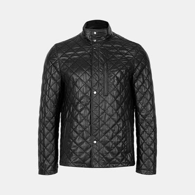 Erkek Siyah Kapitone Deri Ceket