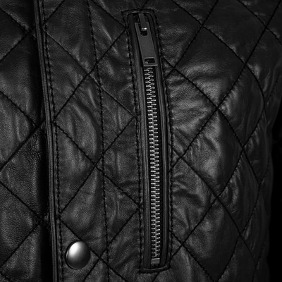 Erkek Siyah Kapitone Deri Ceket