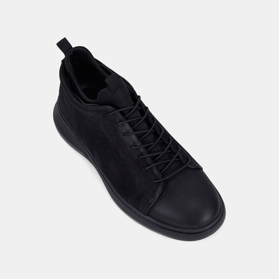 Erkek Siyah Lastik Bağcıklı Nubuk Sneaker