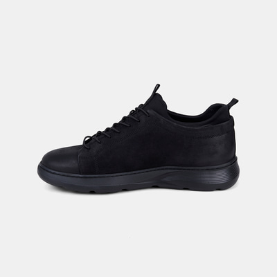 Erkek Siyah Lastik Bağcıklı Nubuk Sneaker