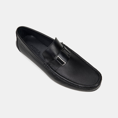 Erkek Siyah Metal Detaylı Deri Loafer