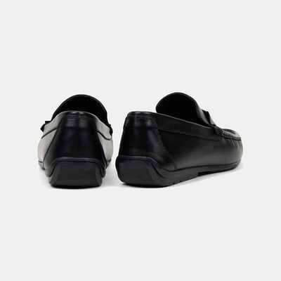 Erkek Siyah Metal Detaylı Deri Loafer