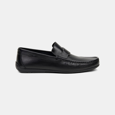 Erkek Siyah Metal Detaylı Deri Loafer