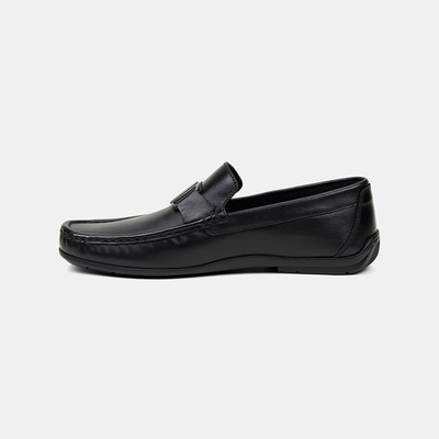 Erkek Siyah Metal Detaylı Deri Loafer
