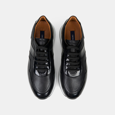 Erkek Siyah Metal Detaylı Deri Spor Ayakkabı