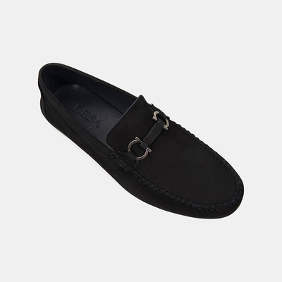 Erkek Siyah Metal Toka Detaylı Süet Loafer