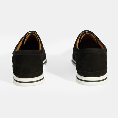 Erkek Siyah Nubuk Deri Bağcıklı Günlük Ayakkabı