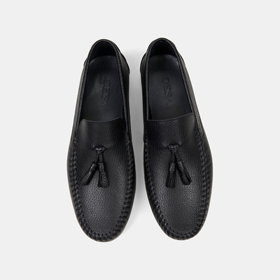 Erkek Siyah Püskül Detaylı Deri Loafer