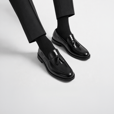 Erkek Siyah Püsküllü Klasik Deri Loafer