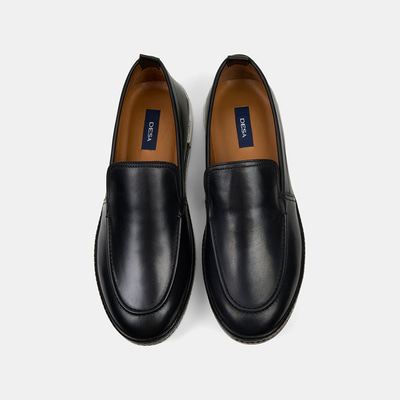 Erkek Siyah Spor Beyaz Tabanlı Deri Loafer